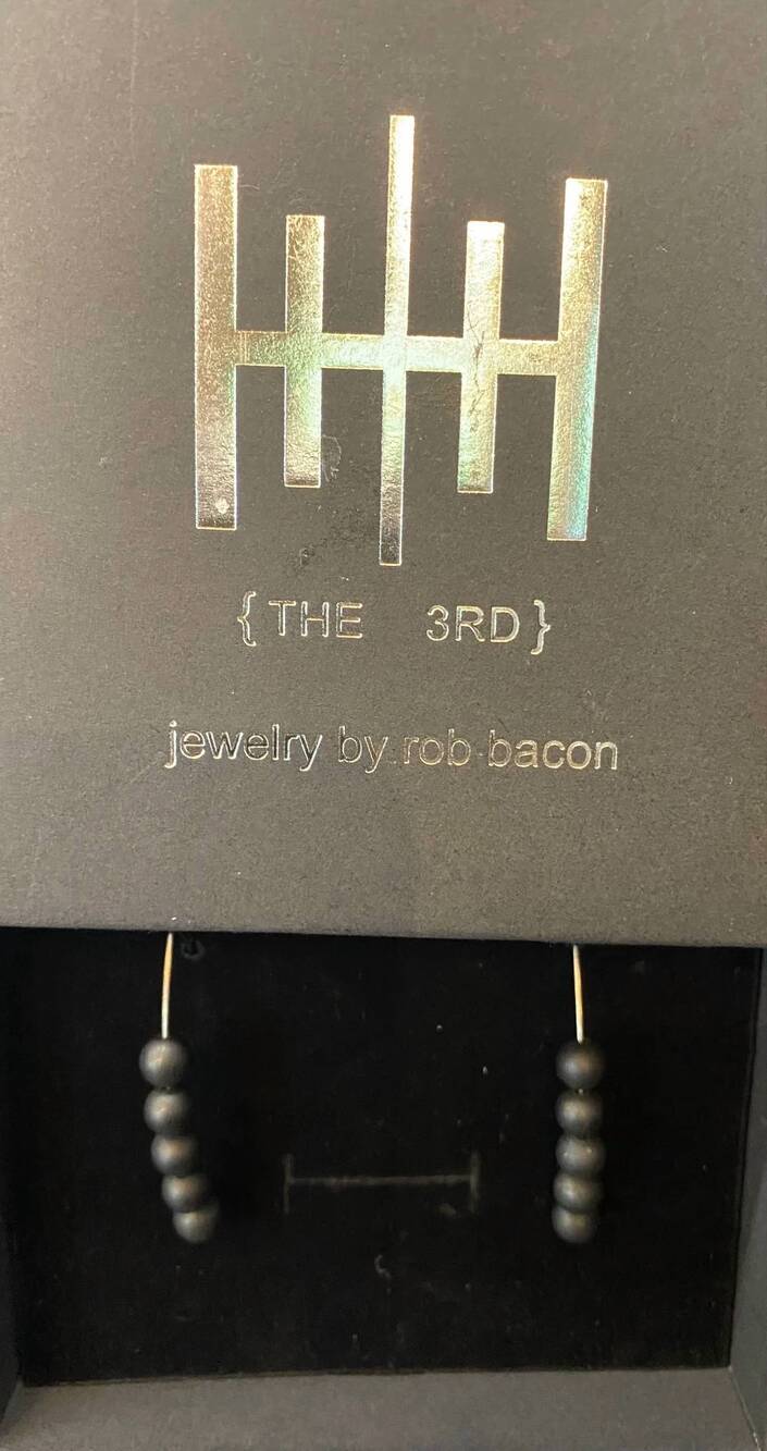NEW ROB BACON women's onyx earrings in black